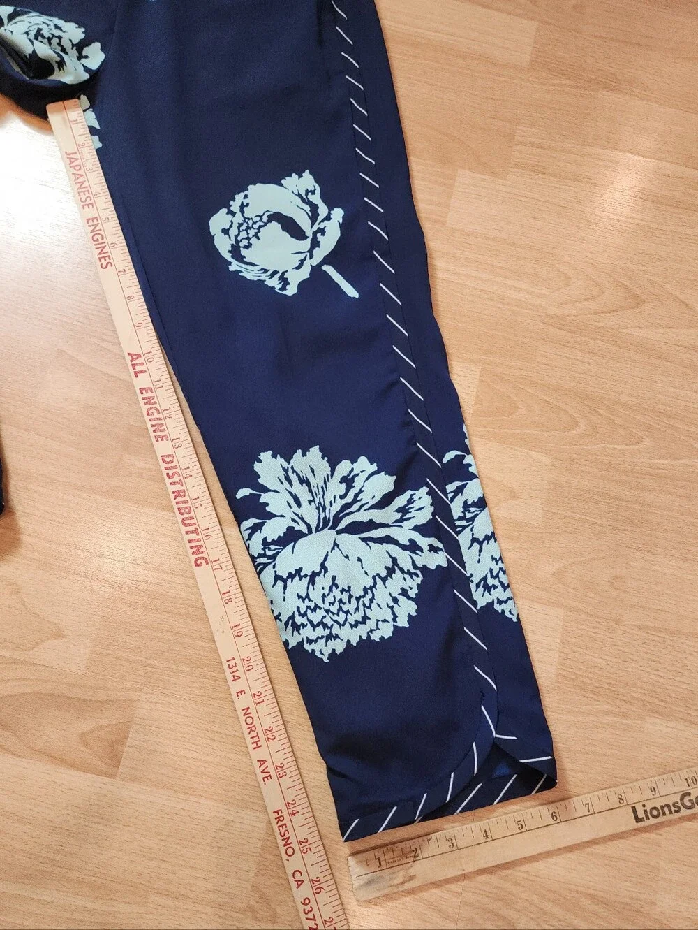 J. Crew Pull On Reese Pants Lined Navy Blue Floral Peony Women's Size 8